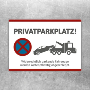 Aufkleber Privatparkplatz mit Abschlepper mit Verbotssymbol und Abschleppwagen als klarer Hinweis auf reservierte Parkflächen.