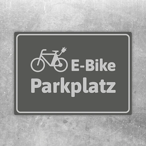 Grauer Aufkleber mit Fahrradsymbol und dem Text E-Bike-Parkplatz für Stellflächen