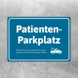 Blauer Aufkleber Patientenparkplatz mit Abschlepper für die Arztpraxis.