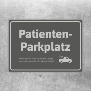 Grauer Aufkleber Patientenparkplatz mit Abschlepper für die Arztpraxis.