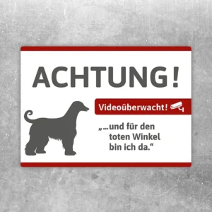 Aufkleber mit Greyhound, Achtung und Videohinweis für einen klaren Hinweisbereich.