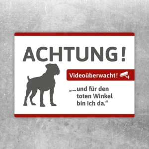 Aufkleber mit Boxer-Silhouette und Hinweis auf Videoüberwachung am Eingang.