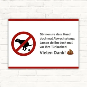 Hund Spaßschild mit Danke-Text für Haustür, Zaun oder Gartenbereich