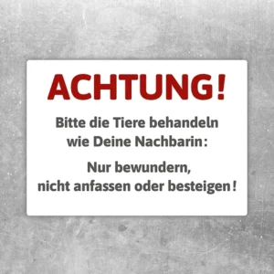 Aufkleber mit Hinweis Tierschutz: Tiere nur ansehen, nicht anfassen.