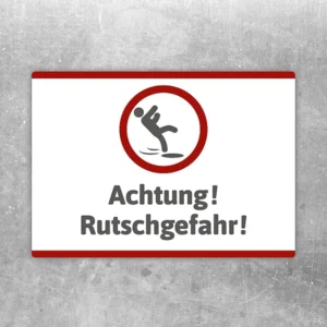 Aufkleber mit dem Hinweis „Achtung Rutschgefahr“ für klare Warnbereiche.