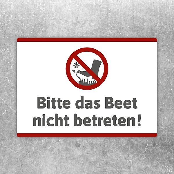 Aufkleber mit dem Hinweis Bitte das Beet nicht betreten für Garten und Vorgarten.