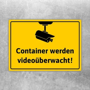 Aufkleber mit Kamerasymbol und dem Hinweis Container werden videoüberwacht für Containerbereiche