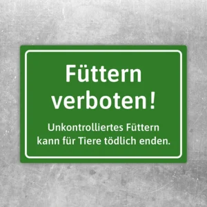 Aufkleber mit dem Hinweis „Tiere füttern verboten“ für Tierbereiche und Eingänge.