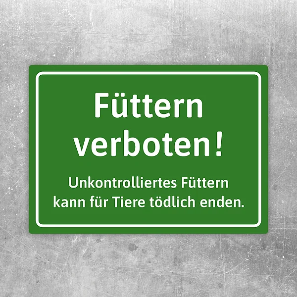 Aufkleber mit dem Hinweis „Tiere füttern verboten“ für Tierbereiche und Eingänge.
