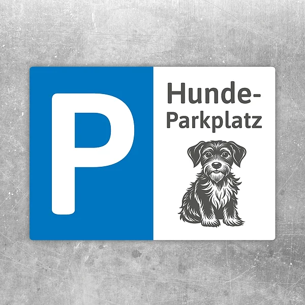 Aufkleber mit Hundeparkplatz-Motiv und P-Symbol für eine klare Parkplatzkennzeichnung.