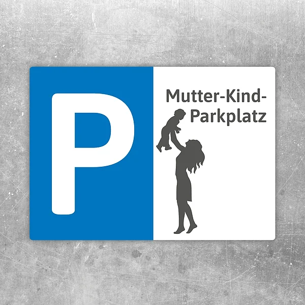 Aufkleber mit Motiv Mutter-Kind-Parkplatz und großem Parksymbol für Familienbereiche.