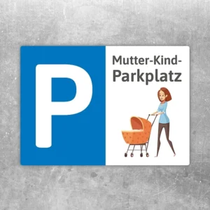 Aufkleber Mutter-Kind-Parkplatz mit P-Symbol, Frau und Kinderwagen als klarer Hinweis auf Familienparkplätze.