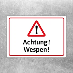 Achtung Wespen Aufkleber mit Warnsymbol und rotem Rahmen für sichtbare Hinweise
