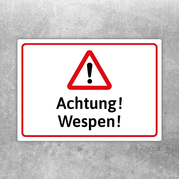 Achtung Wespen Aufkleber mit Warnsymbol und rotem Rahmen für sichtbare Hinweise
