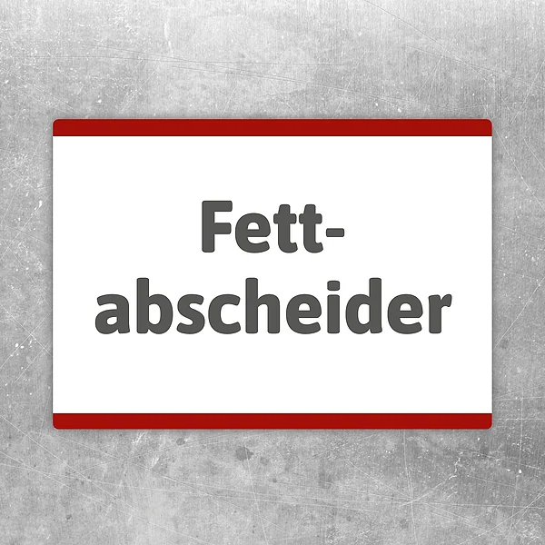 Fettabscheider Aufkleber mit klarer Beschriftung für Küche und Betrieb