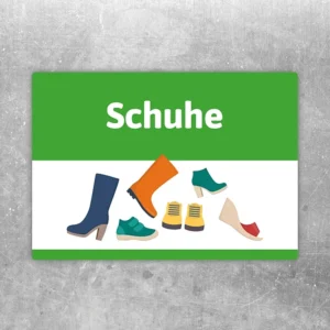 Schuhe Hinweisaufkleber mit buntem Schuhmotiv für Eingangsbereich oder Garderobe