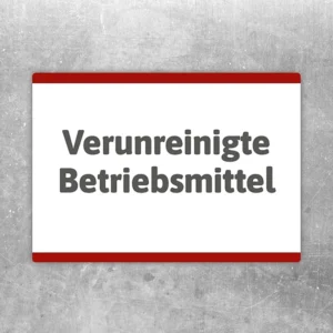 Verunreinigte Betriebsmittel Aufkleber mit klarer Kennzeichnung für Entsorgungsbereiche