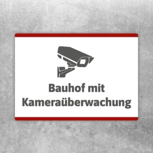 Aufkleber Bauhof mit Kameraüberwachung mit gut lesbarem Motiv „Bauhof mit Kameraüberwachung“