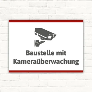 Schild Baustelle mit Kameraüberwachung mit gut lesbarem Motiv „Baustelle mit Kameraüberwachung“