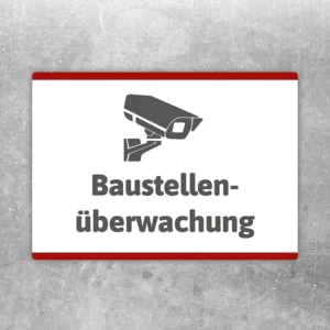 Aufkleber Baustellenüberwachung mit gut lesbarem Motiv „Baustellenüberwachung“