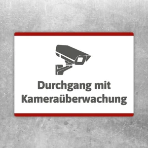 Aufkleber Durchgang mit Kameraüberwachung mit gut lesbarem Motiv „Durchgang mit Kameraüberwachung“