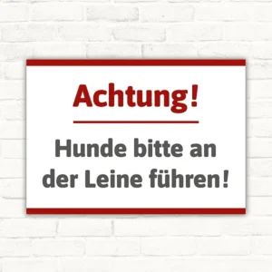 Schild Hunde an Leine führen mit gut lesbarem Motiv „Hunde an Leine führen“