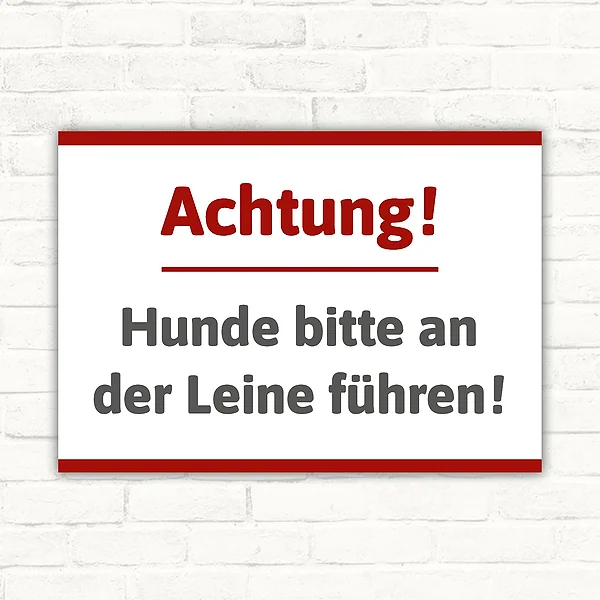 Schild Hunde an Leine führen mit gut lesbarem Motiv „Hunde an Leine führen“