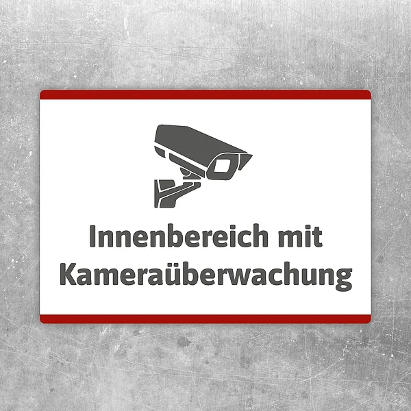 Aufkleber Innenbereich mit Kameraüberwachung mit gut lesbarem Motiv „Innenbereich mit Kameraüberwachung“