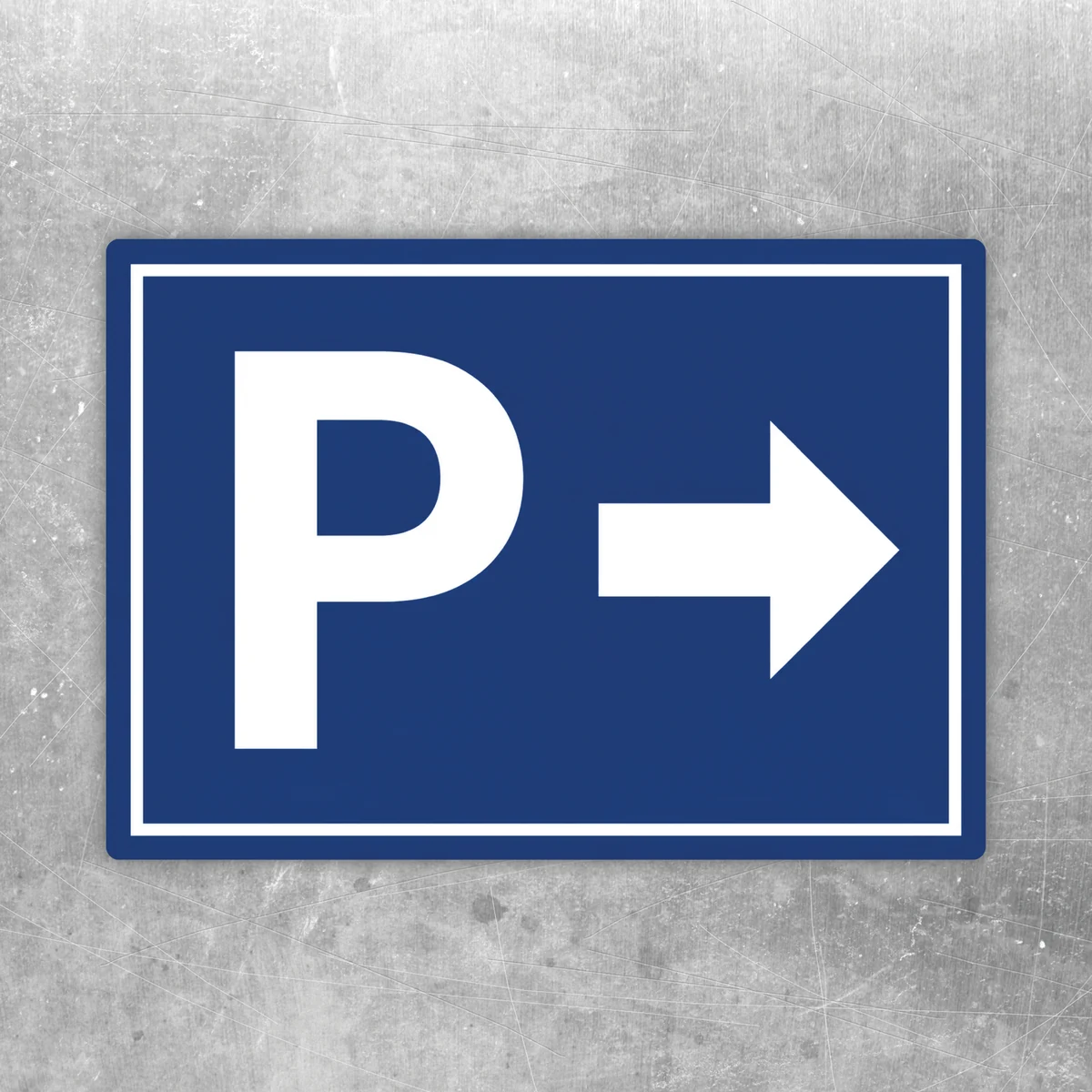 Blauer Parkplatzschild Pfeil rechts Aufkleber mit weißem Rand und großem Pfeilsymbol für klare Parkplatzkennzeichnung.