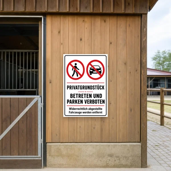 KI-generiertes Anwendungsbeispiel: Wenden verboten Schild – Einfahrt frei halten am passenden Einsatzort mit gut sichtbarem Motiv und klarer Beschriftung.