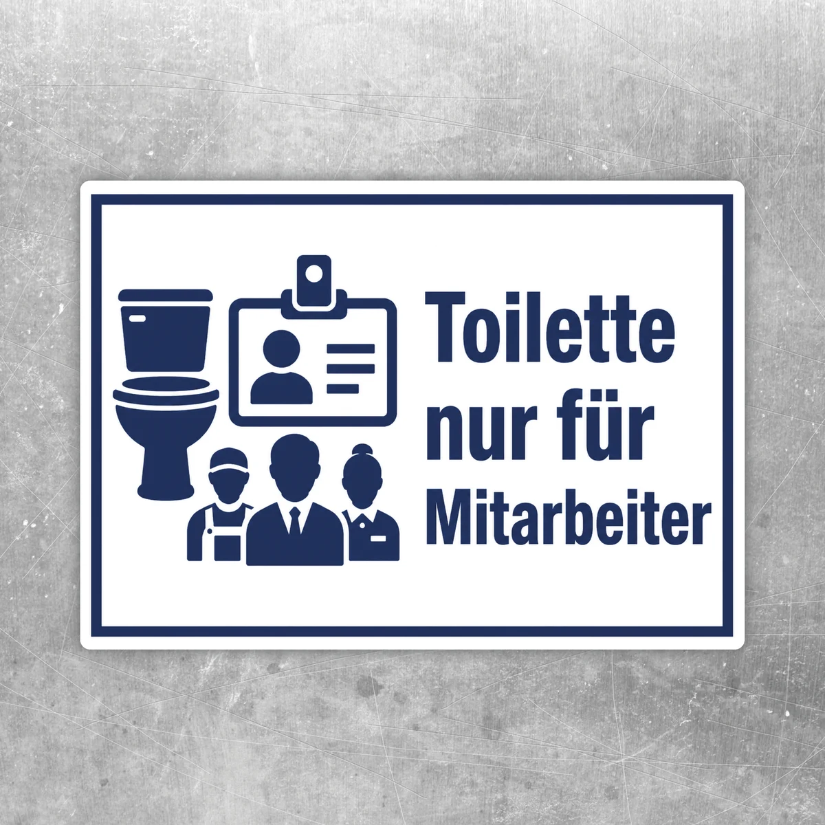 Toilette nur für Mitarbeiter Aufkleber in Blau und Weiß auf weißem Grund mit klarer Hinweisbeschriftung für den Personalbereich.