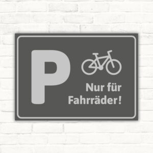 Parkplatz nur für Fahrräder Schild grau edel