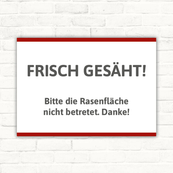 Schild frisch gesäht