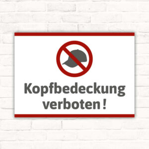 Schild Kopfbedeckung verboten