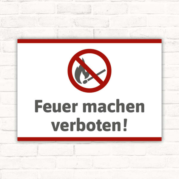 Schild Feuer machen verboten Streichholz
