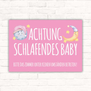 Schild Achtung schlafendes Baby rosa Mädchen