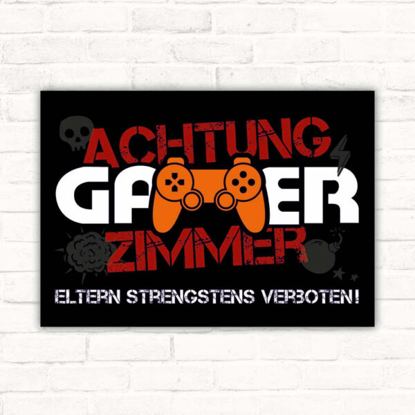 Schild Achtung Gamer Zimmer Gaming