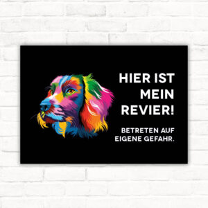 Schild Warnung Spaniel - Betreten auf eigene Gefahr
