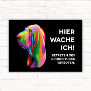 Schild Basset - Hier wache ich