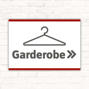 Schild Garderobe rechts mit Pfeil