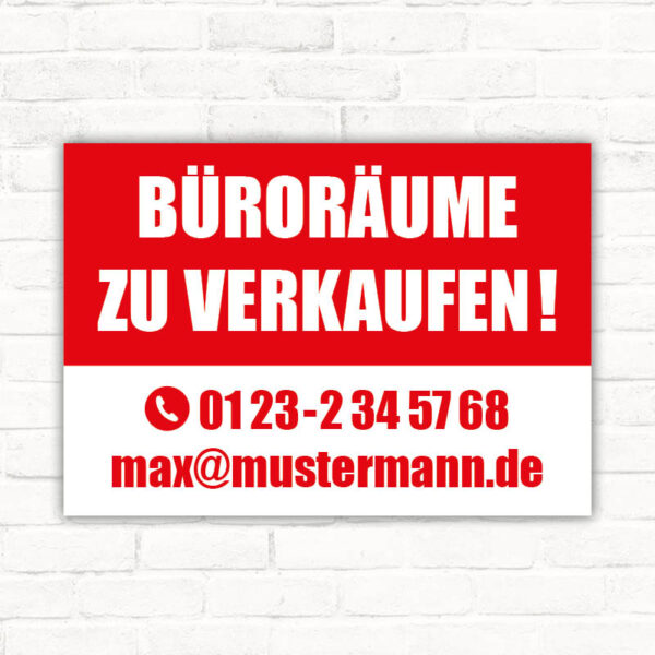 Schild Büroräume zu verkaufen