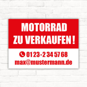 Schild Motorrad zu verkaufen