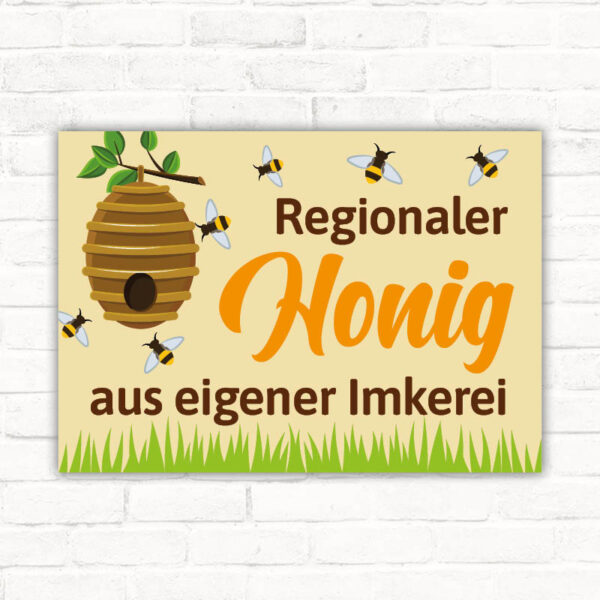 Schild Regionaler Honig aus eigener Imkerei