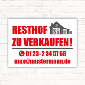 Schild Resthof zu verkaufen