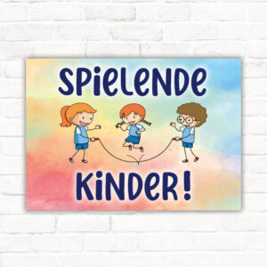 Schild Achtung spielende Kinder Strassenschild