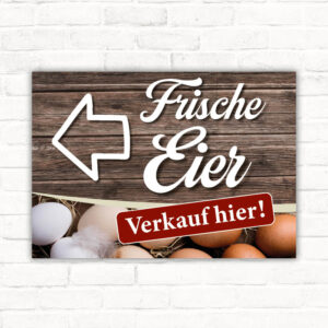 Schild Frische Eier Pfeil links