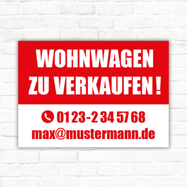 Schild Wohnwagen zu verkaufen