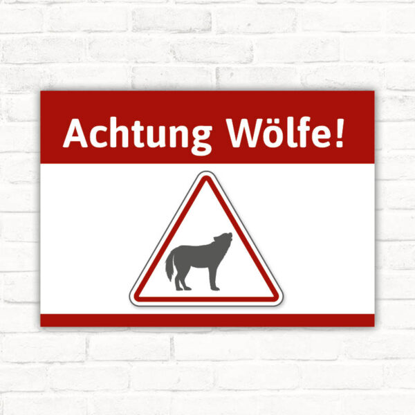 Schild Achtung Wölfe Warnung Hinweis