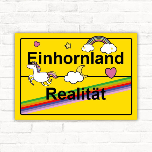 Schild Einhornland Einhornfan Einhörner