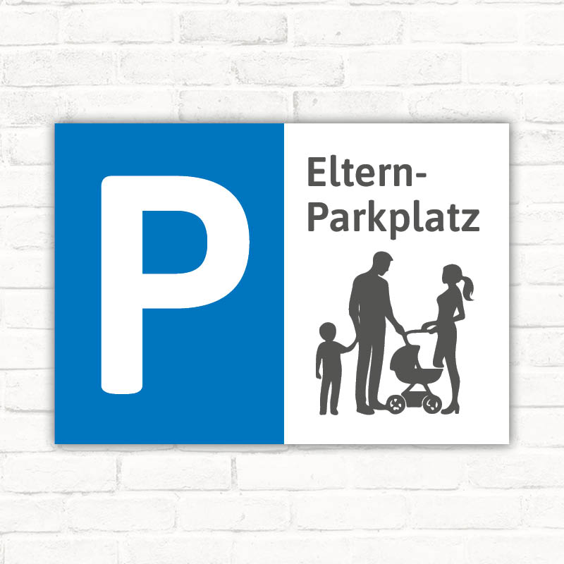 Schild Elternparkplatz Kind an der Hand